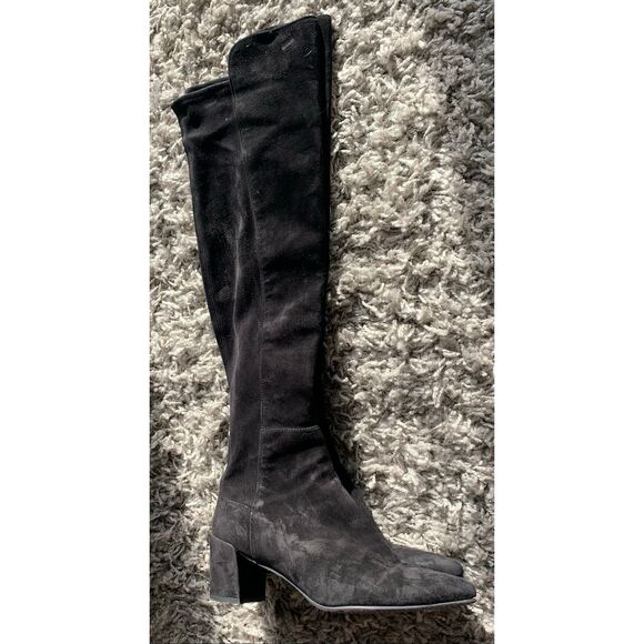 Stuart Weitzman ELOISE Black suede KNEE HIGH tall BOOTS sz 6.5 - Picture 1 of 12